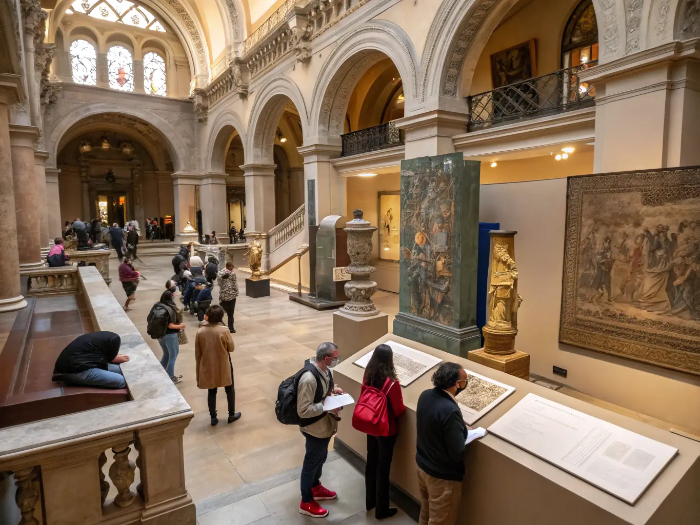 A captivating image of a guided tour group at MUSEE GORSLINE, led by a knowledgeable docent, exploring the museum's collection and learning about the history and significance of the artworks.